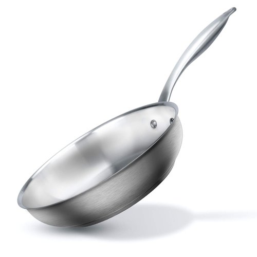 Duxtop Tri-ply Stainless Steel Frying Pan with Stay-Cool Handle, Professional 8 inch Fry Pan with Induction Magnetic Bottom, Healthy Small Skillet, Dishwasher and Oven Safe