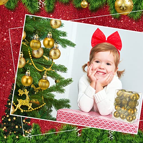 Sumind 48 Pcs Gold Christmas Ball Ornaments 1.2 Inch Classic Style Holiday Decor