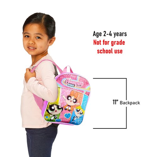 Powerpuff Girls Mini School Backpack ~ 3 Pc Bundle with 11" Bag for Toddlers, Kids with Stickers and More | Powerpuff Girls School Supplies