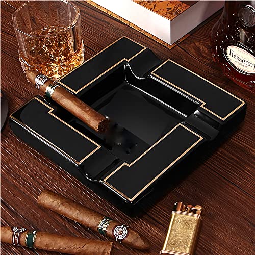 Large Ceramic Cigar Ashtray, 7.6-Inch Decorative Tray for Home and Patio