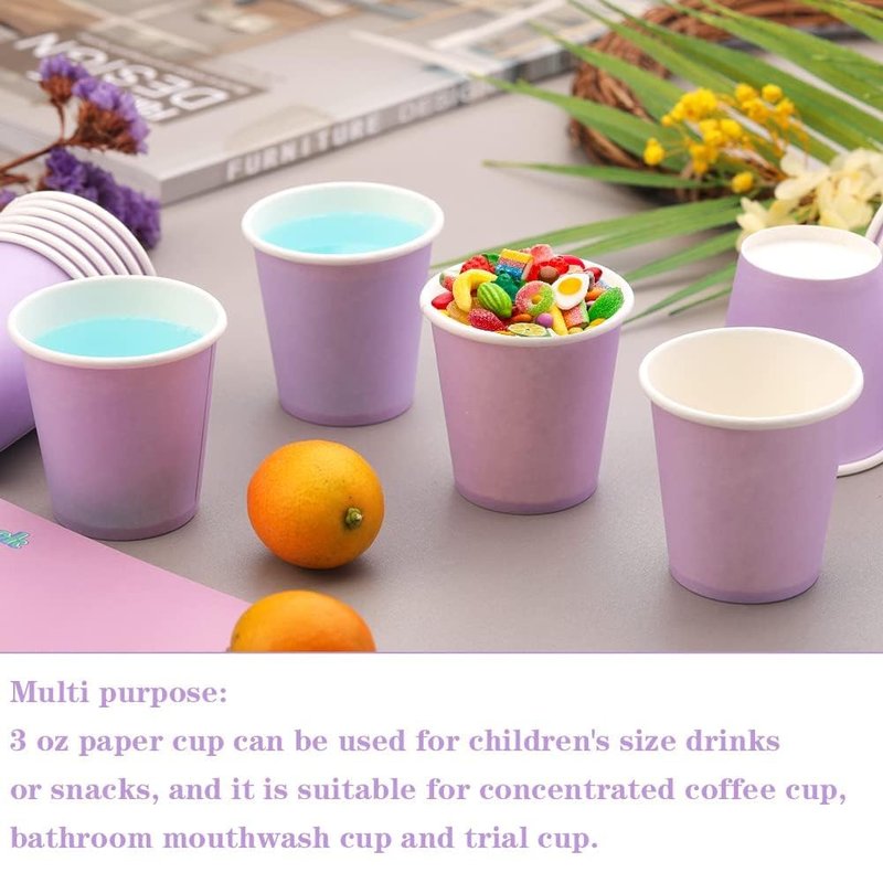 Huaiid 3 Oz 100 Packs Disposable Mouthwash Cups, Bathroom Paper Cups Espresso Cups, Purple Cup for Snack, Bathroom Espresso Perfect for Home Condos Rvs Campers