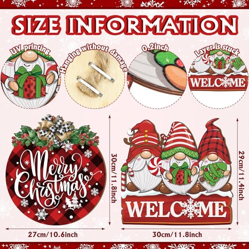 Thyle Gnome Christmas Welcome Door Sign 2 Pack, Holiday Farmhouse Decor