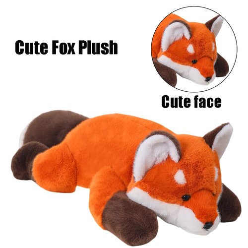 Labauxite Cute Fox Plush Pillow, Kawaii Plushies Red Fox Stuffed Animals, Cuddle Foxes Plush Pillow for Kids & Girls (17.7in)