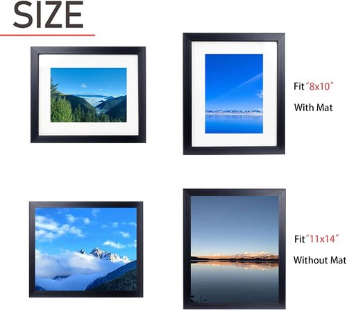 Black 11x14 Picture Frame by [Brand Name] - Versatile Display for 8x10 Photos with Mat or 11x14 Without Mat
