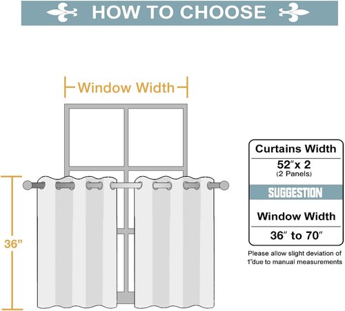 ChrisDowa Small Window Curtains - Grommet Thermal Insulated Room Darkening Panels, Brown (52 x 36 Inch)