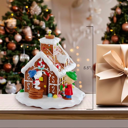 Kurt Adler LED Gingerbread House Table Piece - Battery-Operated Peanuts Design