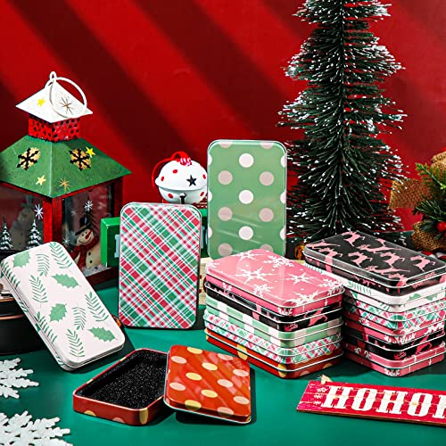Zhengmy 36 Pcs Christmas Gift Card Tin Boxes with Lids – 6 Designs, 11 x 6.5 cm