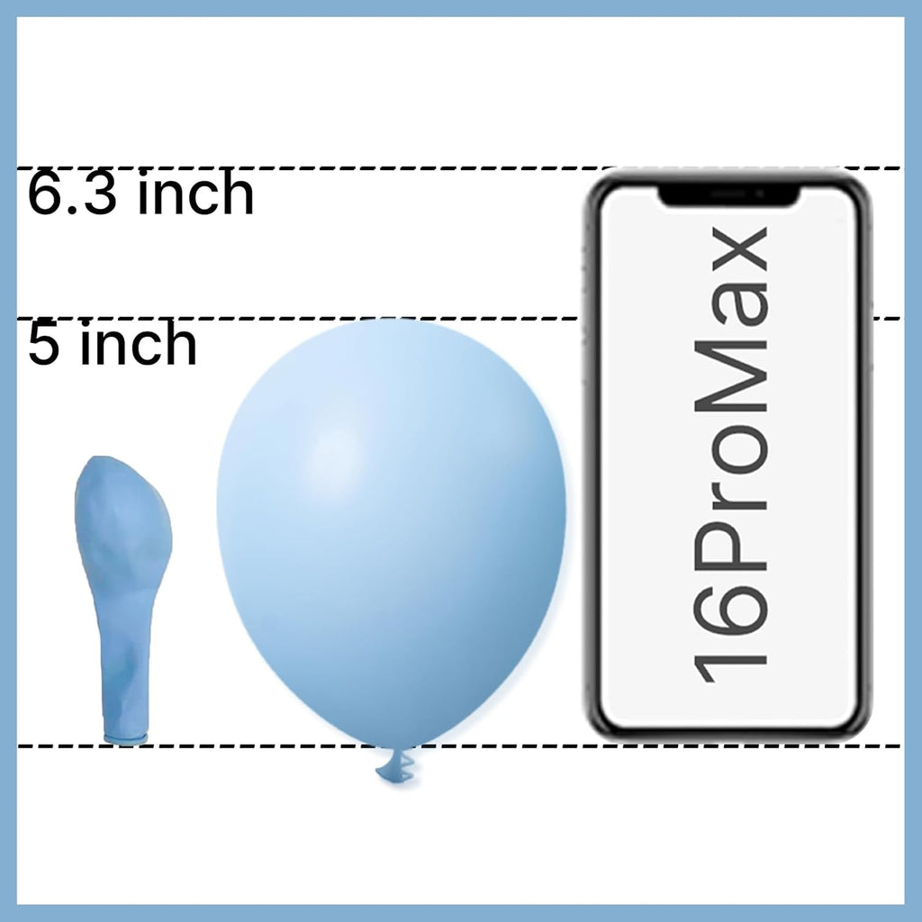PartyWoo Light Blue Balloons - 100pcs 5-Inch Mini Pastel Balloons for Baby Showers & Celebrations