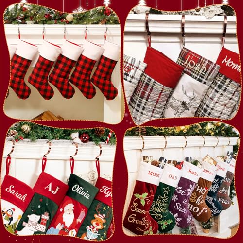 Adjustable Metal Christmas Stocking Holders for Fireplace Mantel, 6 Pack