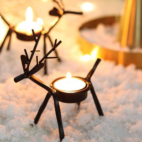 BestAlice Reindeer Tealight Holders - Metal Christmas Candle Holders for Holiday Decor | 2 Pack