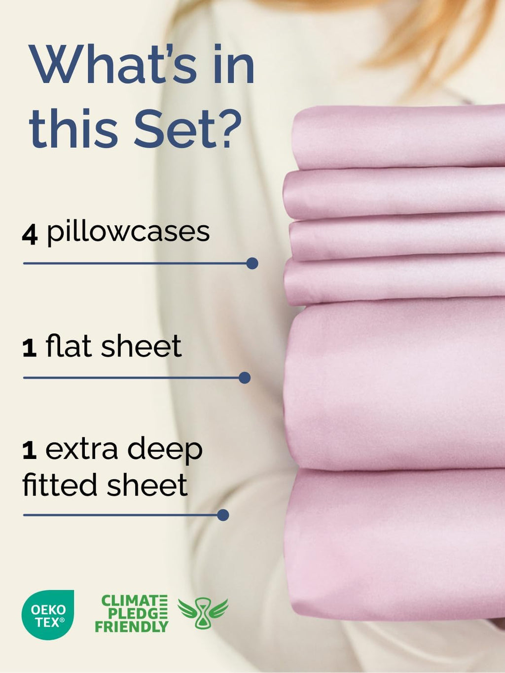 Skiennix Extra Deep King Sheet Set - 6 Piece Breathable Cooling Bedding - Soft, Wrinkle-Free Light Pink