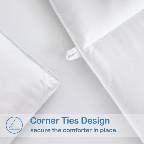 EASELAND Queen Size Down Alternative Comforter - Soft, Lightweight Quilted Duvet Insert for All Seasons | White 88×88 Inches