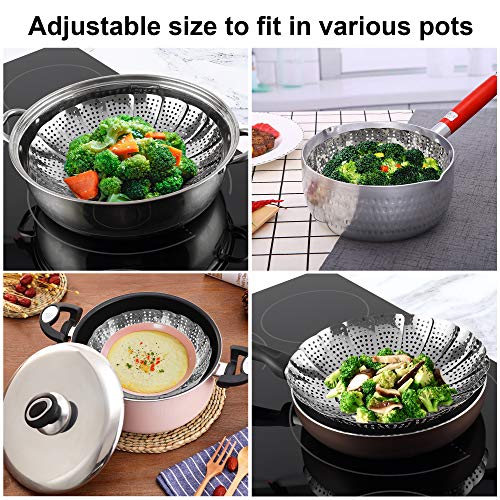 Stainless Steel Vegetable Steamer Basket - Expandable 5.5 to 9.3 Inch