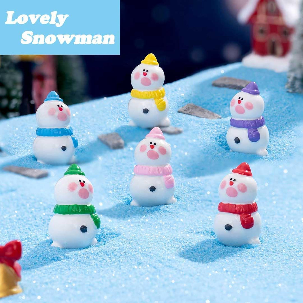 Skiennix Mini Snowman Figurines - 48pcs Christmas Resin Decorations with Top Hat for DIY Party Decor