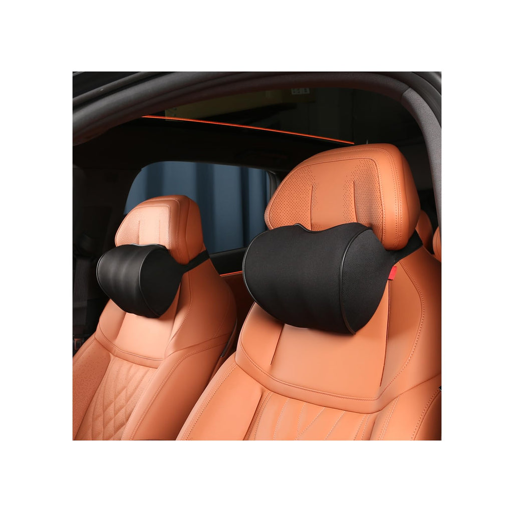 jucndput 2 pcs Car Neck Pillow Car Headrest Pillow for Driving 100% Memory Foam,Car Pillow Headrest Comfortable Ergonomic Design (Black)
