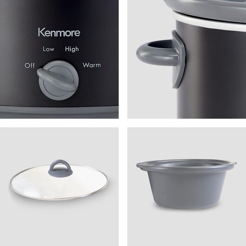 Kenmore 5 Quart Slow Cooker - Crock pot with Programmable Settings,Digital Controls, Large Capacity for Family Meals, Dishwasher-Safe Stoneware, Warm Rice & Sous Vide Stew