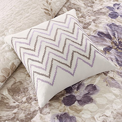 Floral Taupe King Coverlet Set with Pillows - Breathable Summer Bedding
