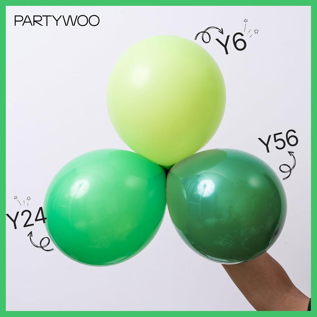 PartyWoo Green Balloons - 12-Inch Latex Helium Balloons for Birthday & Baby Shower Decorations | 101pcs