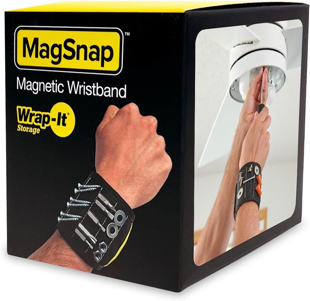 Wrap-It Storage MagSnap Magnetic Wristband - Black Tool Belt & Screw Holder - Perfect Gift for Dad