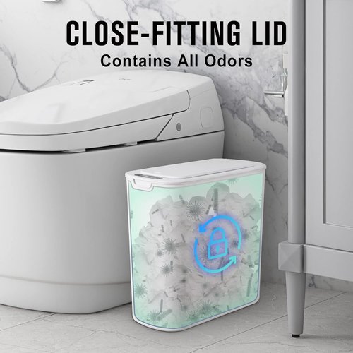 Cesun Automatic Motion Sensor Trash Can - Touchless 2.6 Gallon Slim White Wastebasket for Bathroom & Office