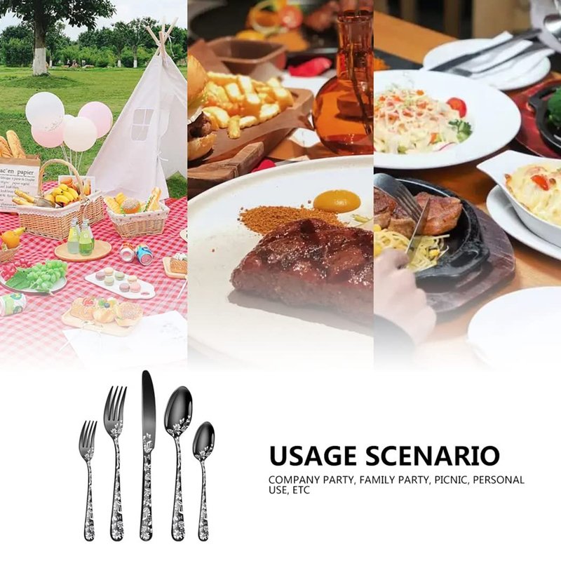 XIAOYU 40 Piece Silverware Set, Stainless Steel Flatware Set, Service for 8, Unique Pattern Design, Includes Dinner Knives/Forks/Spoons, Mirror Polished Cutlery Set, Gold