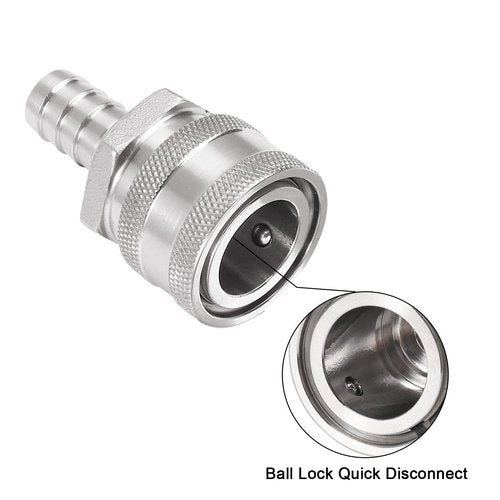 MRbrew Quick Disconnect Set, 304 Stainless Steel 1/2 FPT Female Thread Disconnect 1/2'' Male Barb Brewing Connector Kit Quick Disconnect for Ball Valve & Wort Beer Pumps & Wort Chiller Hose Fitting