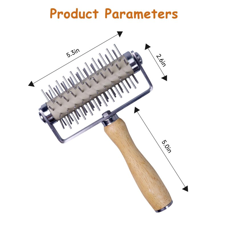 Stainless Steel Pizza Docker, Pizza Dough Docker with Wooden Handle, Pizza Roller with Spikes, Roller Docker, Pizza Hole Puncher, Dough perforator, Pastry, Cookie, Bread, Crust, Baking Dough Piercer