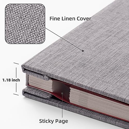 Large Self-Adhesive Photo Album with Linen Cover, 40-Page DIY Scrapbook