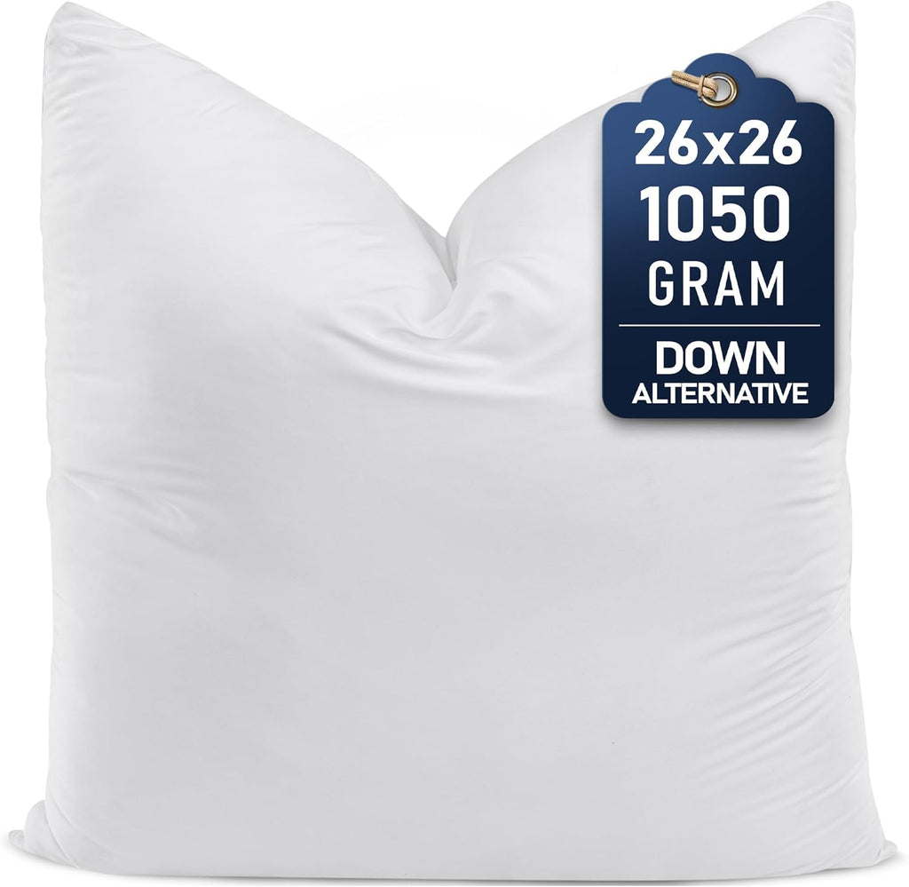 Utopia Bedding Throw Pillow - Fluffy Down Alternative Cushion for Bed & Sofa | 26 x 26 Inches, White