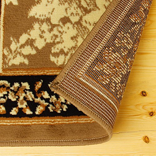3-Piece Damask Floral Area Rug Set, Polypropylene Medallion Rugs