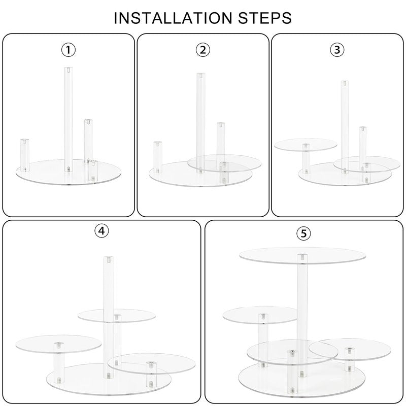 CECOLIC Acrylic Tiered Cake and Cupcake Stand, 4 Tier Dessert Pastry Display Tower Stand for Wedding, Birthday Bar, Graduation, Baby Shower, Afternoon Tea Party Décor