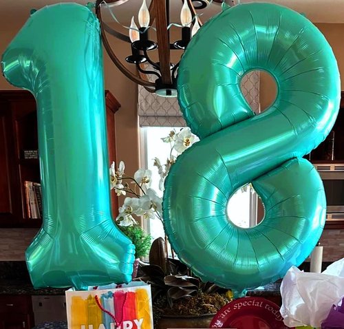 40 Inch Blue-Green Number 8 Balloon - Perfect for 8th Birthday Parties, Weddings & Graduations