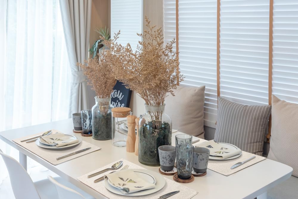 homing Cotton Linen Placemats Set of 6, Cloth Washable Farmhouse Dining Table Mats for Indoor, Outdoor, Easter, Easy to Clean, Neutral Beige, 13 x 19 Inch