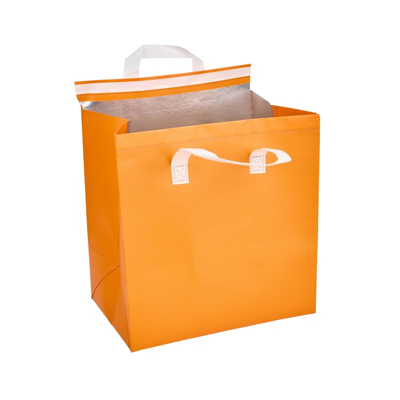 Restaurantware Insulated Delivery Bags 25 Count 11.811 x 7.874 x 12.598 Inches Nonwoven Take Out Bags For Food With Sturdy Handles, Orange Insulated Grocery Bags Tamper-Evident Foldable