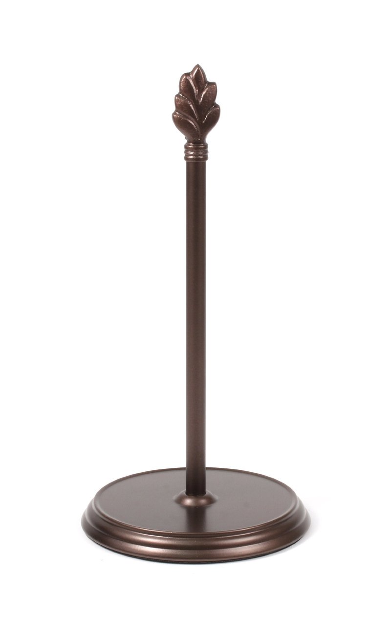 Spectrum Diversified Leaf Paper Towel Holder, Cast Iron Countertop Dispenser, Nature-Inspired Kitchen Countertop, Holds Both Standard & Jumbo Rolls, Bronze
