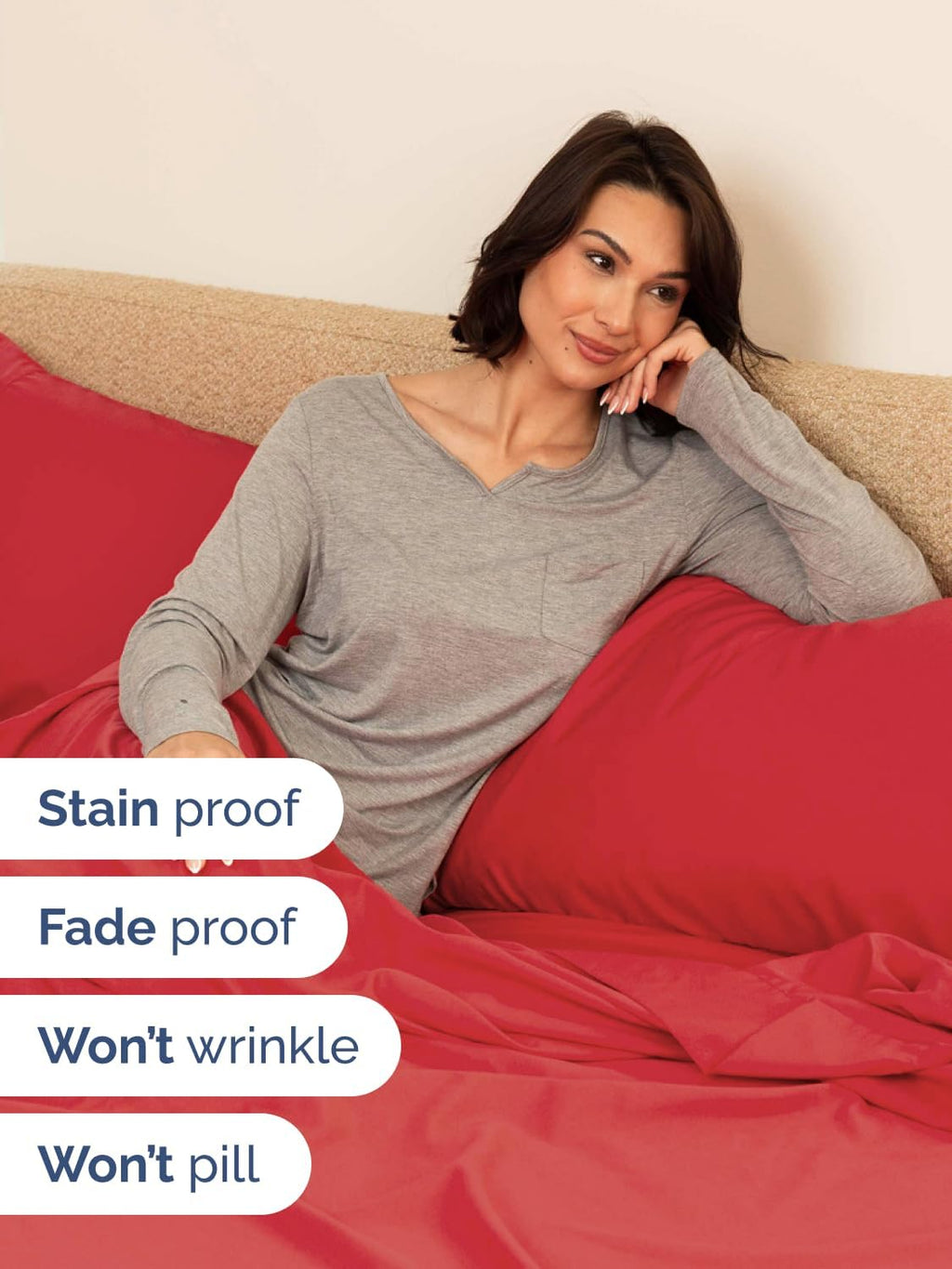 Skiennix Extra Deep Cal King Sheet Set - 6 Piece Cooling Sheets for Ultimate Comfort - Soft, Wrinkle-Free Red Bedding