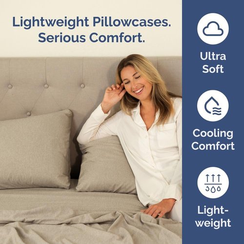 King Pillow Cases Set of 4 | Ultra Soft Hotel Quality Covers - Wrinkle Free & Fade Resistant - Heathered Beige
