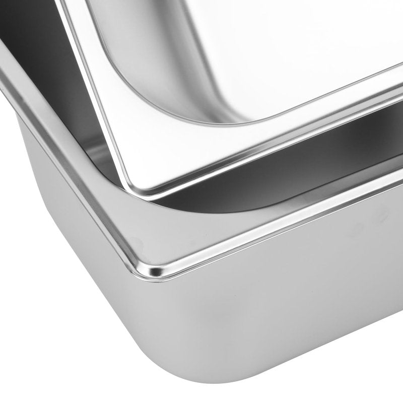 IHDYPPEW 4 Pack 1/2 Size, 6 Inch Deep Steam Table Pan, Silver 201 Stainless Steel Chafing Pan, Half Size Hotel Steam Pans for Weddings, Parties, Restaurants, Cafeterias and Hotels