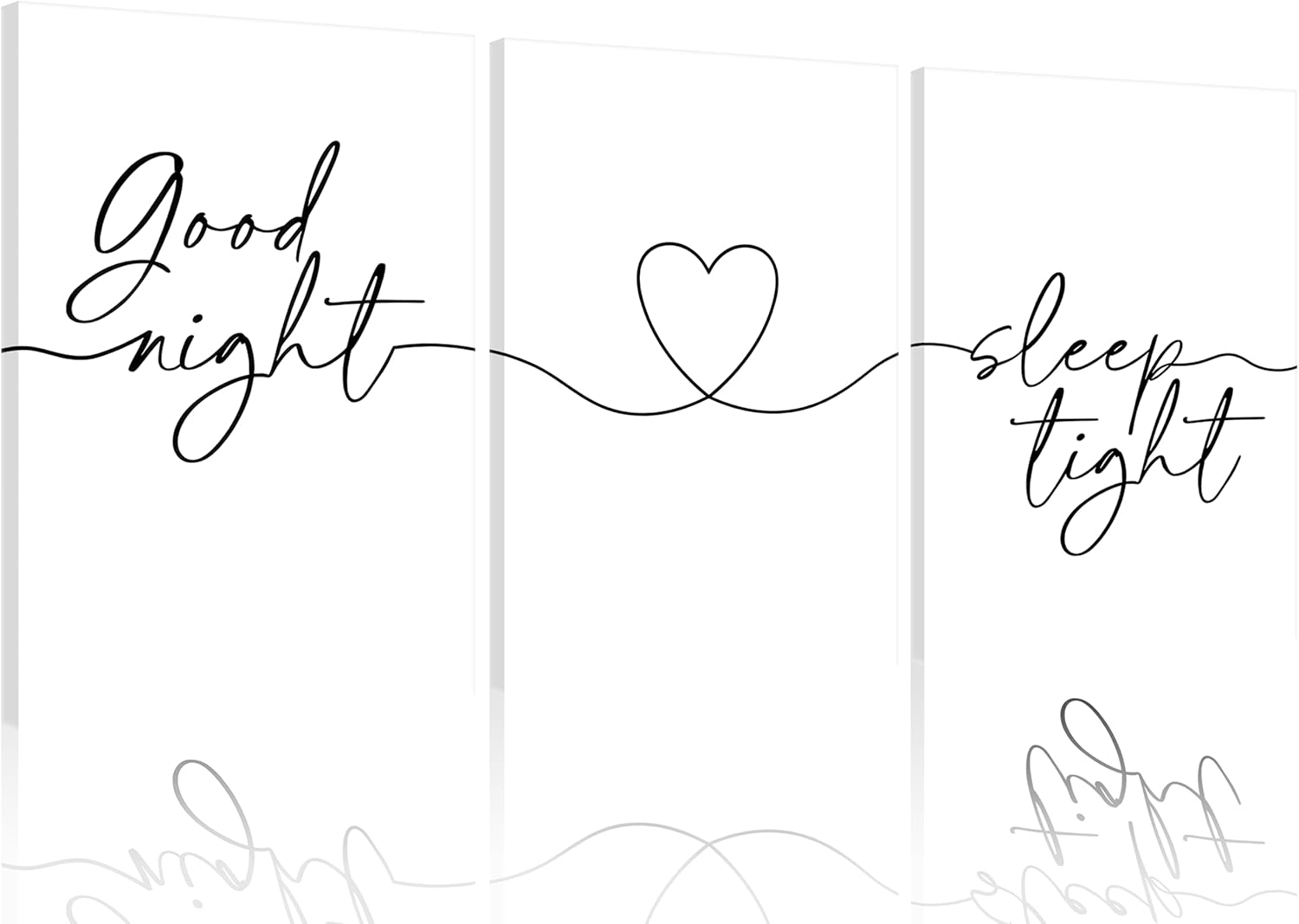 Skiennix Minimalist Wall Art - Bedtime Quotes Black Line Art Heart Shape Poster | 3-Piece Set for Living Room & Bedroom Decor