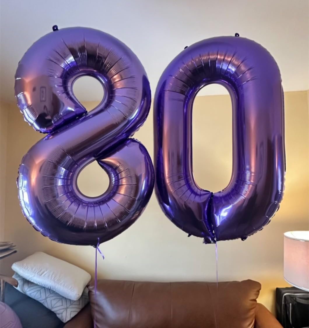 Number 0 Balloons - 40 Inch Purple Number Balloons for Birthday, Wedding & Baby Shower Decor