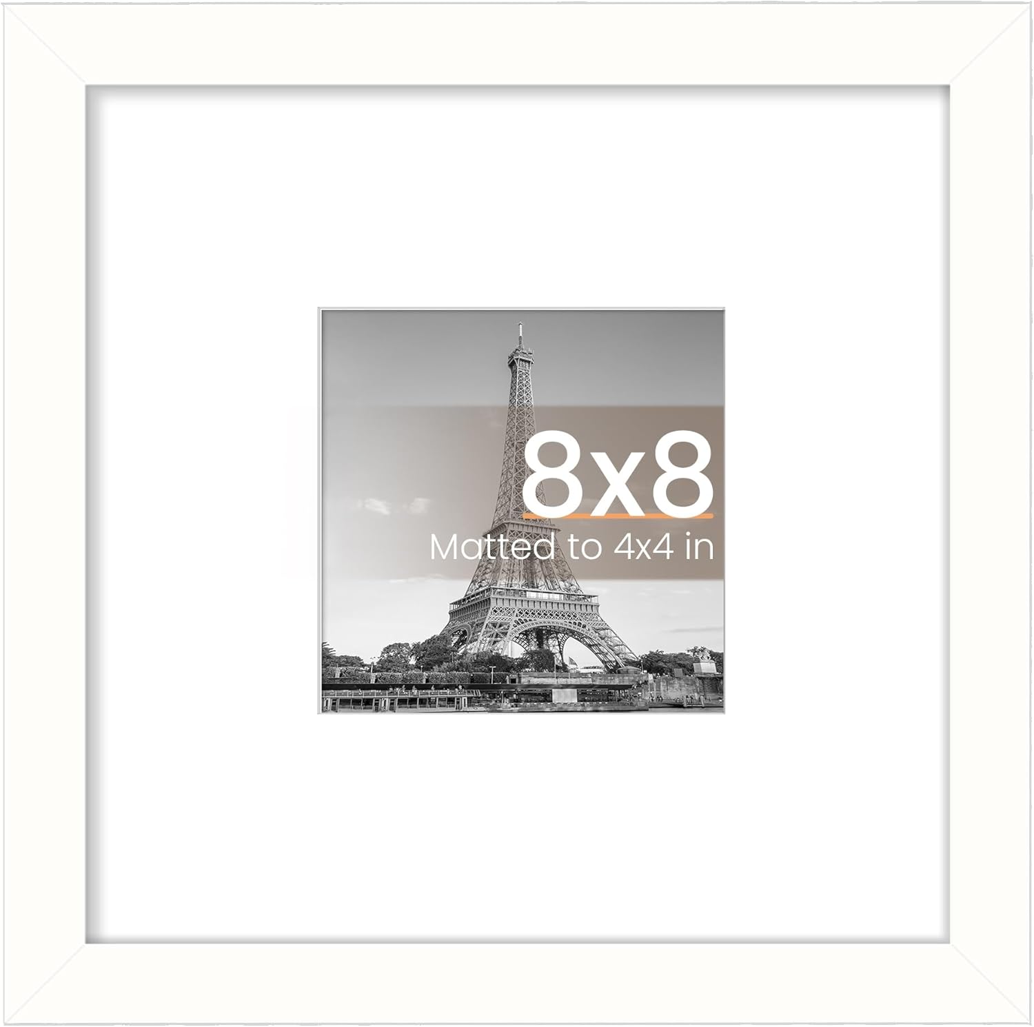 Upsimples 8x8 Picture Frame - Versatile Wall Hanging for 4x4 or 8x8 Photos - White, 1 Pack