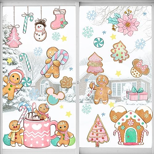Mfault 148-Piece Christmas Gingerbread Window Clings Holiday Decor Set