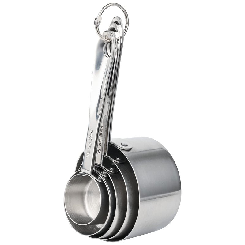 Nstezrne Stainless Steel Measuring Cups and Spoons Set of 12, 5 Dry Measuring Cups and 6 Measuring Spoons With Leveler for Kitchen