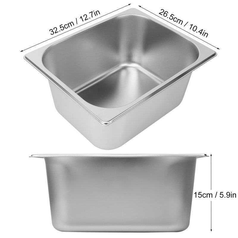 IHDYPPEW 4 Pack 1/2 Size, 6 Inch Deep Steam Table Pan, Silver 201 Stainless Steel Chafing Pan, Half Size Hotel Steam Pans for Weddings, Parties, Restaurants, Cafeterias and Hotels