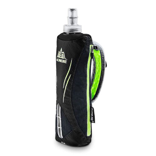 Azarxis Handheld Water Bottle and Phone Case for Running/Walking, Quick Grip Handheld Soft Flask 17oz with Hand Strap Hydration Pack for Runners and Athletes (Black)