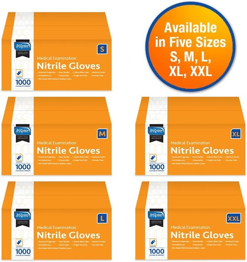 Inspire Nitrile Exam Gloves - Original Quality Stretch Cobalt Blue | Disposable, Latex-Free, 4.5" Size