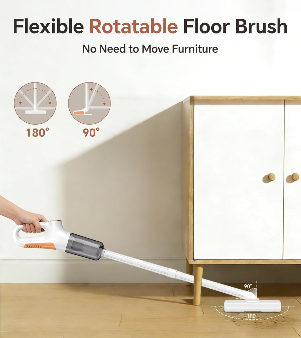 Skiennix Cordless Vacuum Cleaner - Powerful Suction with LED Display | Portable for Home & Pet Hair, White