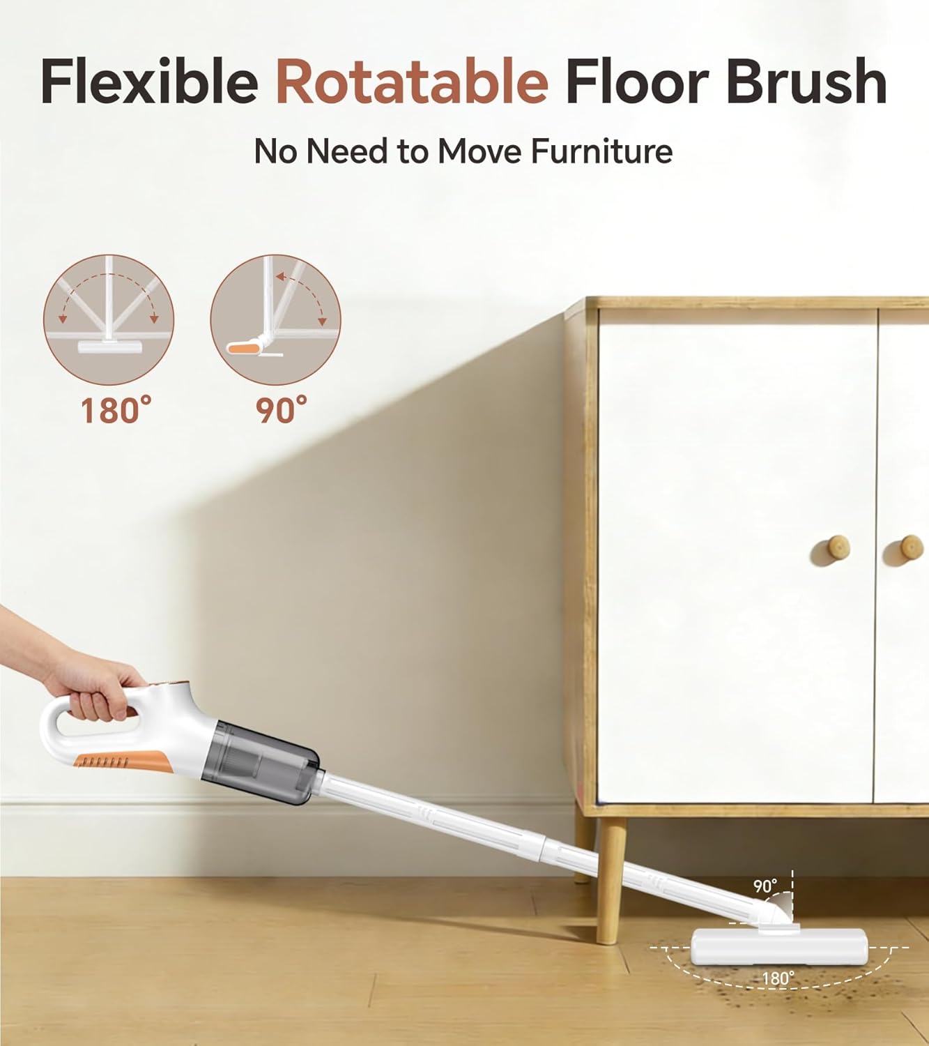 Skiennix Cordless Vacuum Cleaner - Powerful Suction with LED Display | Portable for Home & Pet Hair, White