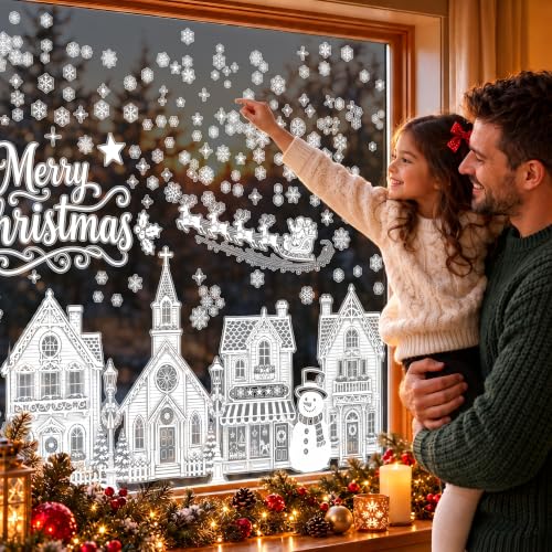 White House Window Clings - 9 Sheets Christmas Window Stickers for Glass - Double-Sided Decor for Party, Home, Classroom, Office - JOYGATHER