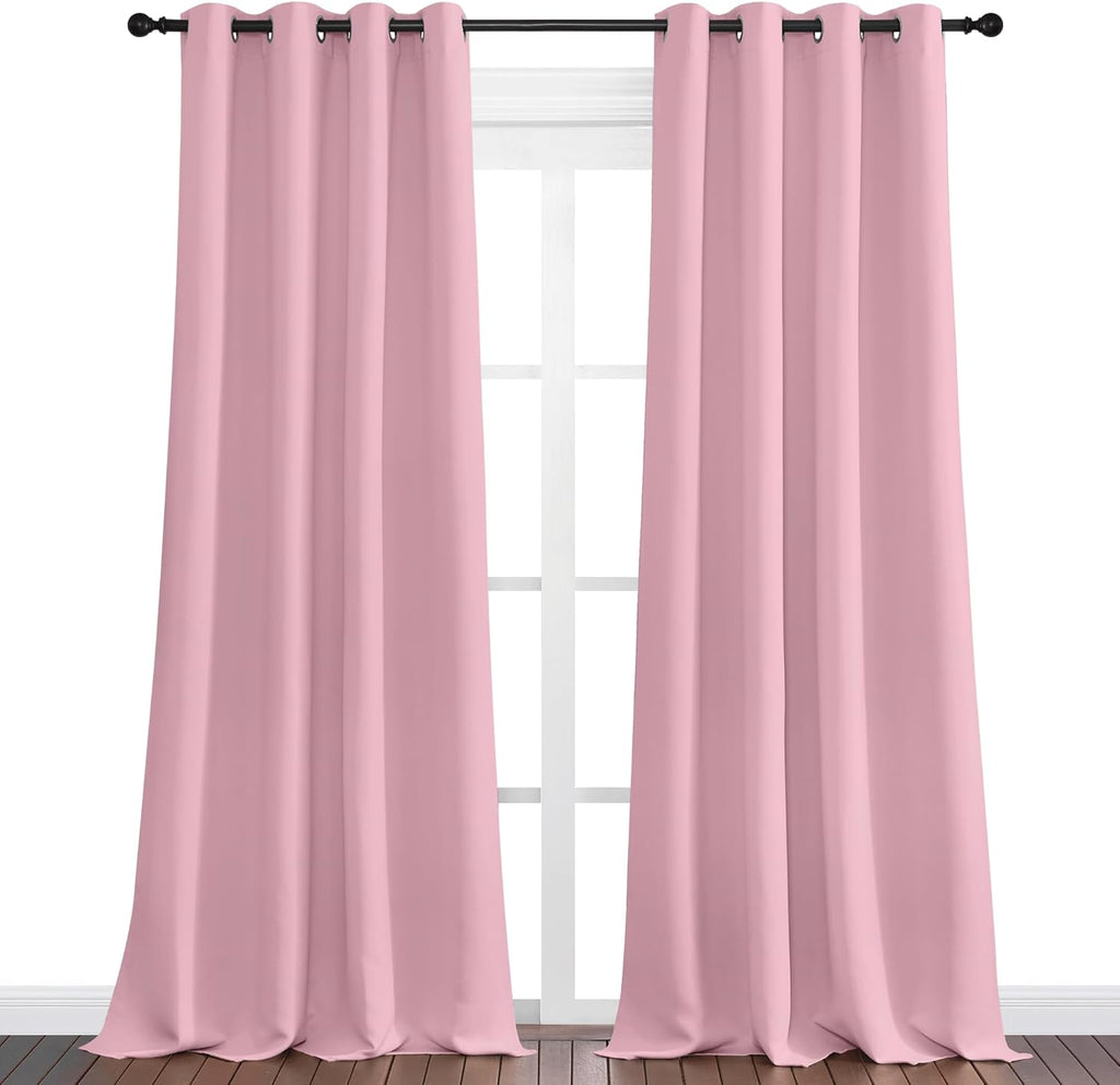 NICETOWN Crystal Pink Blackout Curtains - 102" Long, 55" Wide, Sound Reducing & Heat Blocking | 2-Piece Set for Modern Rooms